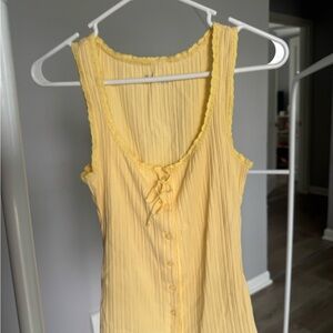 Aerie Yellow Sleeveless Button-Front Women's Top